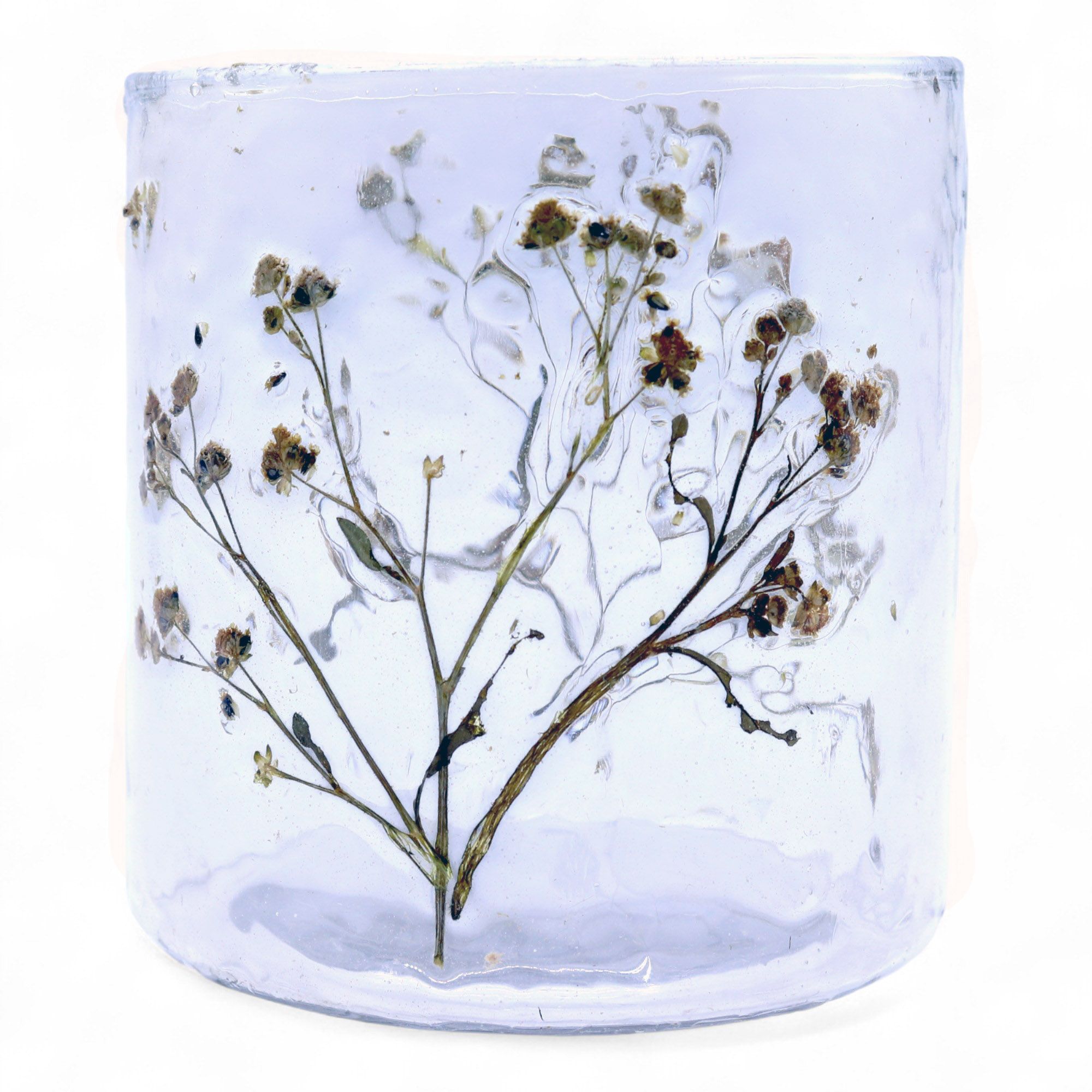 Portavelas recto de Vidrio floral natural - Margarita - (8x8 cm) - Imagen 3