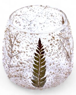 Portavelas recto de Vidrio floral natural - Pino (10x9cm)