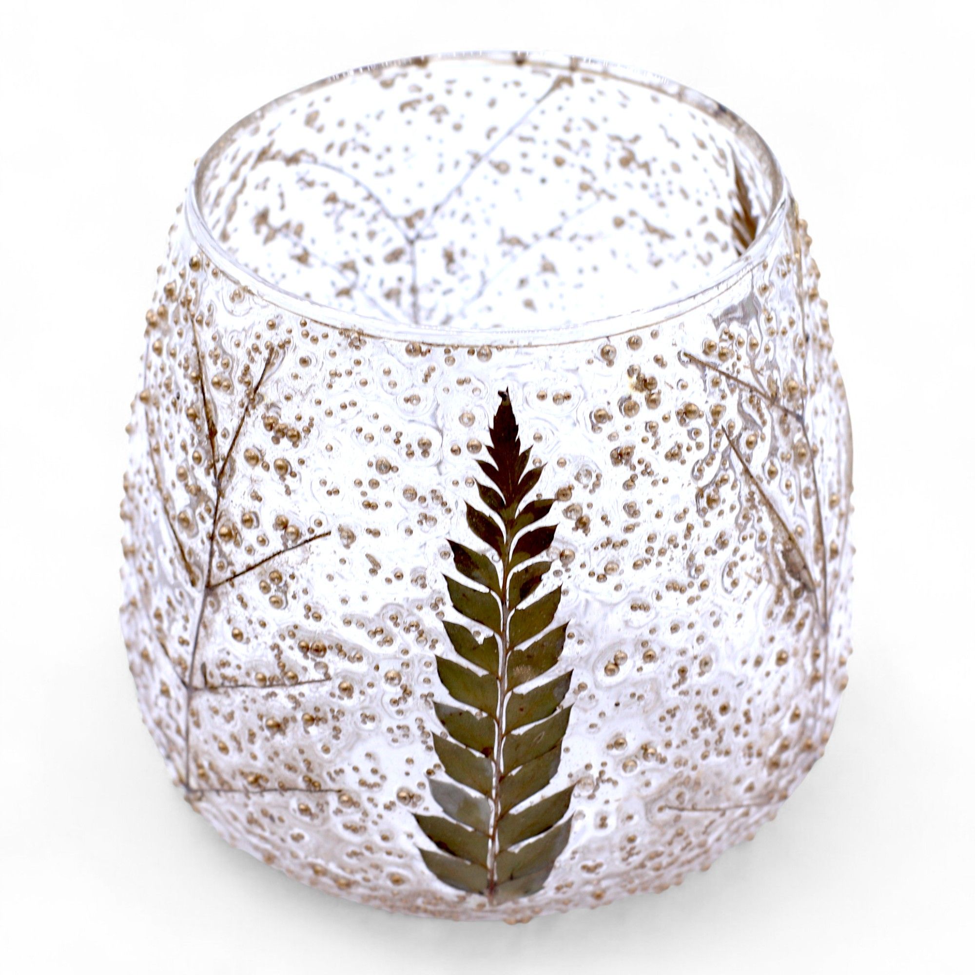 Portavelas recto de Vidrio floral natural - Pino (10x9cm) - Imagen 7