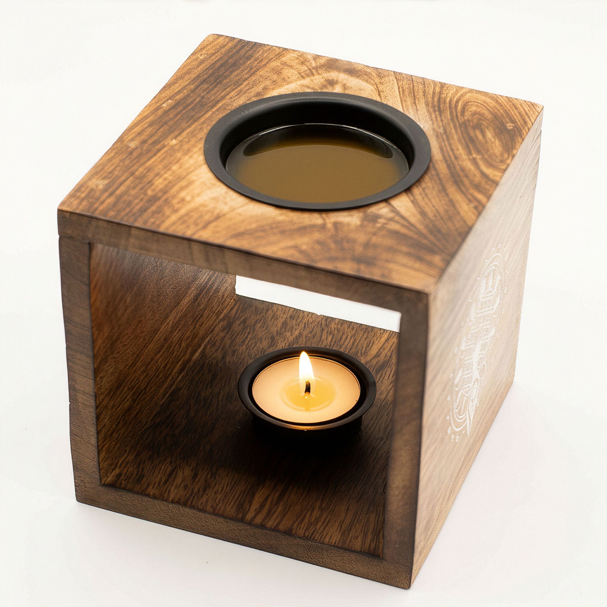 Gran quemador de aceite de madera de mango cuadrado - Diosa de la Luna - Imagen 4