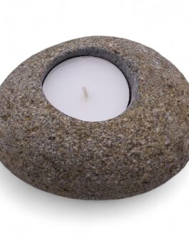 Portavelas de piedra de río natural - luz nocturna única