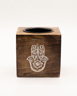 Quemador de aceite de madera de mango cuadrado - Hamsa