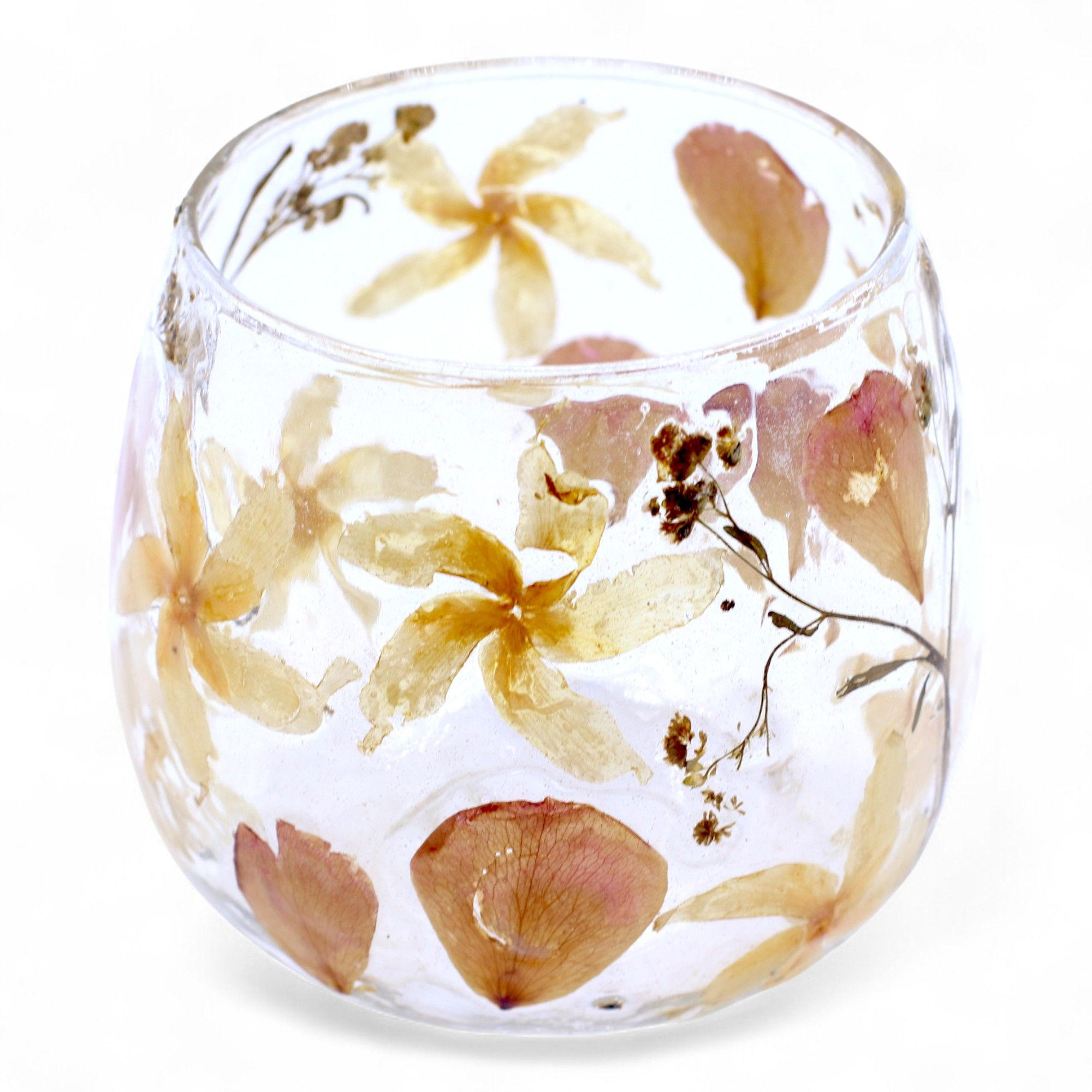 Portavelas recto de Vidrio floral natural - rosa - (8x8cm) - Imagen 10