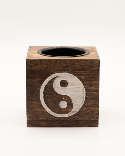 Quemador de aceite de madera de mango cuadrado - Yin Yang