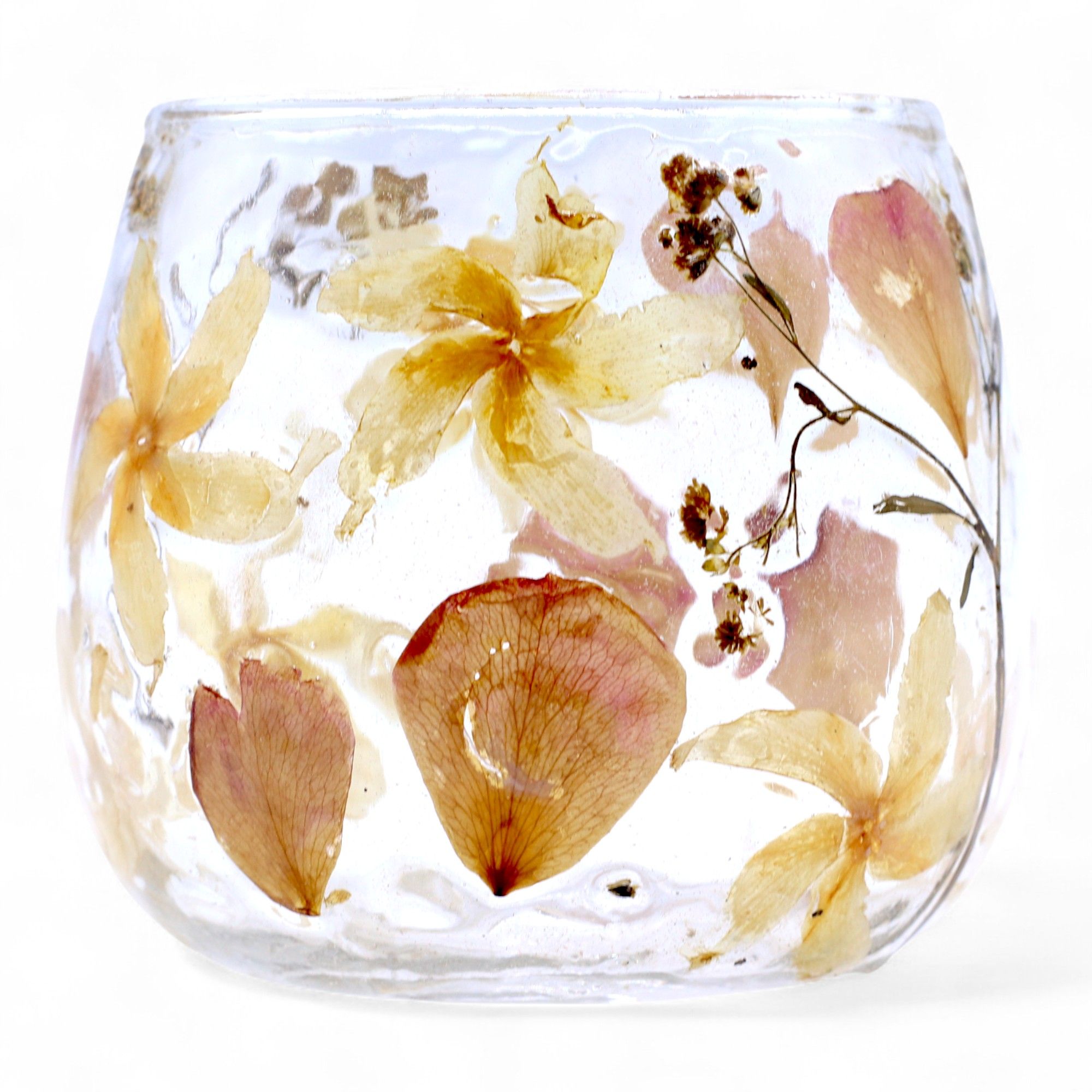 Portavelas recto de Vidrio floral natural - rosa - (8x8cm) - Imagen 2