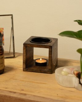 Quemador de aceite de madera de mango cuadrado - Yin Yang