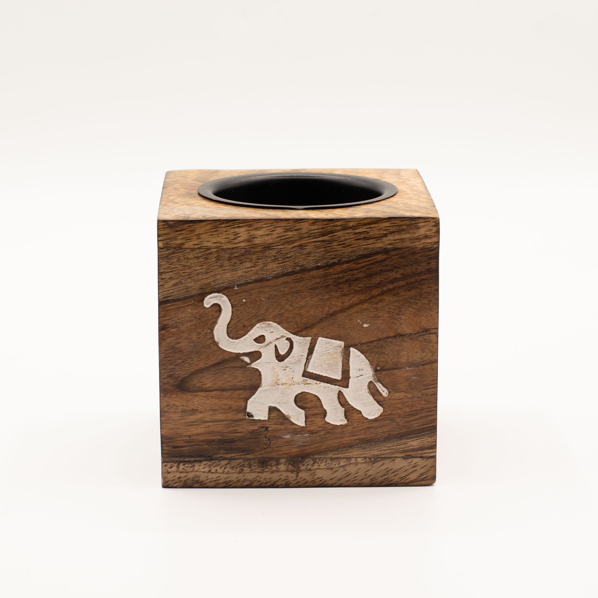 Quemador de aceite de madera de mango cuadrado - Elefante - Imagen 2
