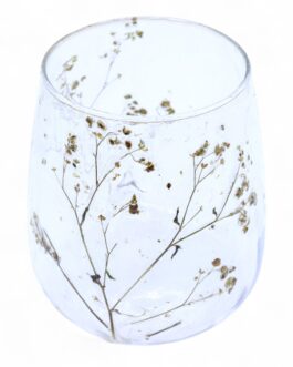 Portavelas de Vidrio floral natural - Jarrón - Margarita  - (12x11cm)