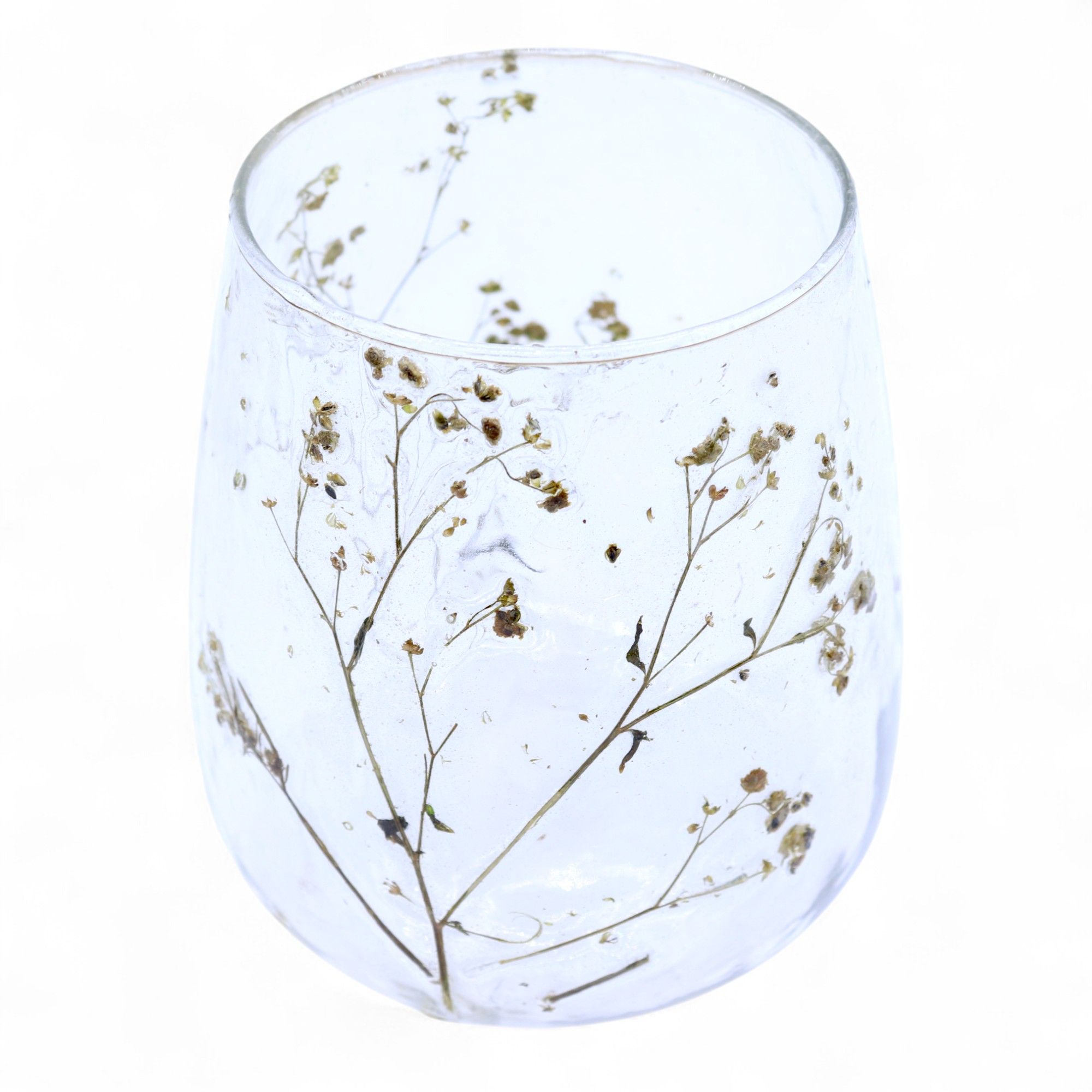 Portavelas de Vidrio floral natural - Jarrón - Margarita - (12x11cm)
