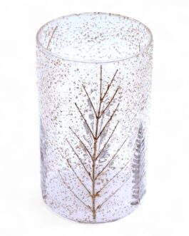 Portavelas de Vidrio floral natural - Jarrón alto - pino (19x11cm)