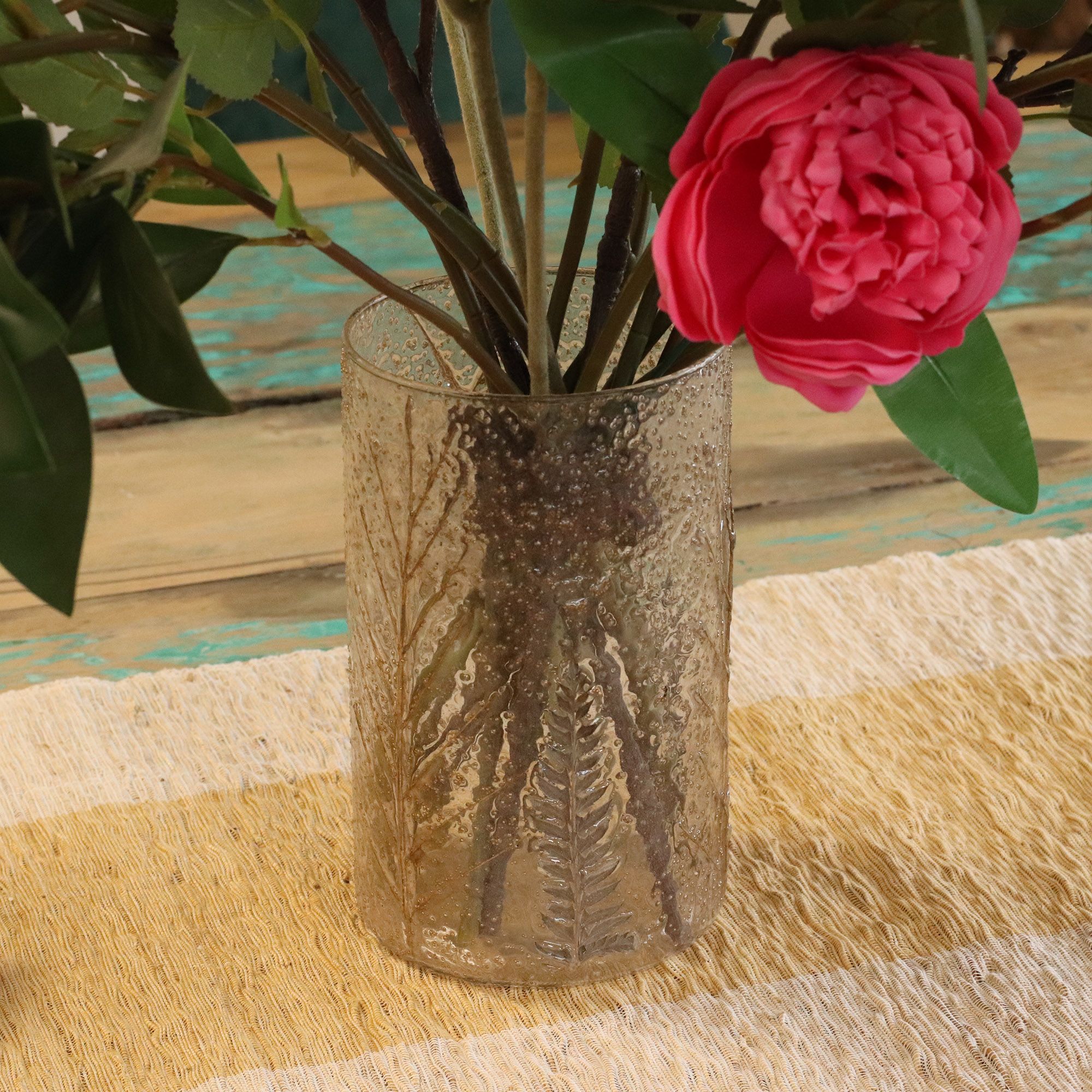 Portavelas de Vidrio floral natural - Jarrón alto - pino (19x11cm) - Imagen 9