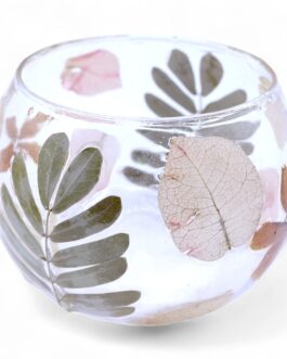 Portavelas de Vidrio Floral Natural - Cuenco - Primavera (8x10cm)