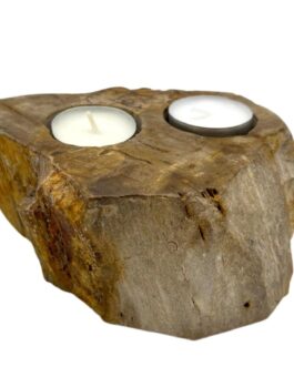 Portavelas de Madera Petrificada - Doble